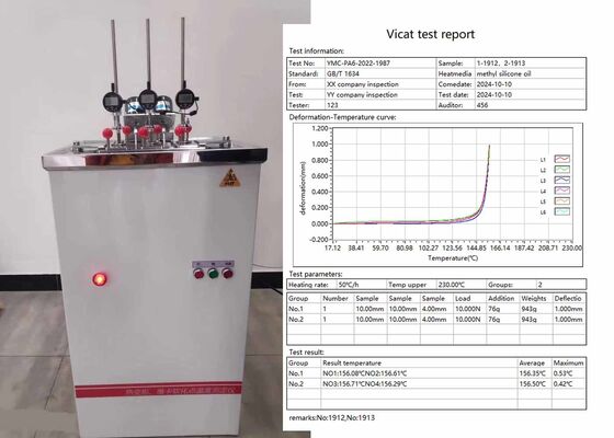 Διάλυμα HDT VICAT Testing Machine για τη μέτρηση της θερμοκρασίας παραμόρφωσης θερμότητας και του σημείου μαλάκυνσης δειγμάτων πολυμερούς και πλαστικού
